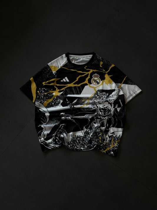 Real Madrid Black Gold Warrior Edition Jersey – Premium Graphic Football Shirt | Kit Culture