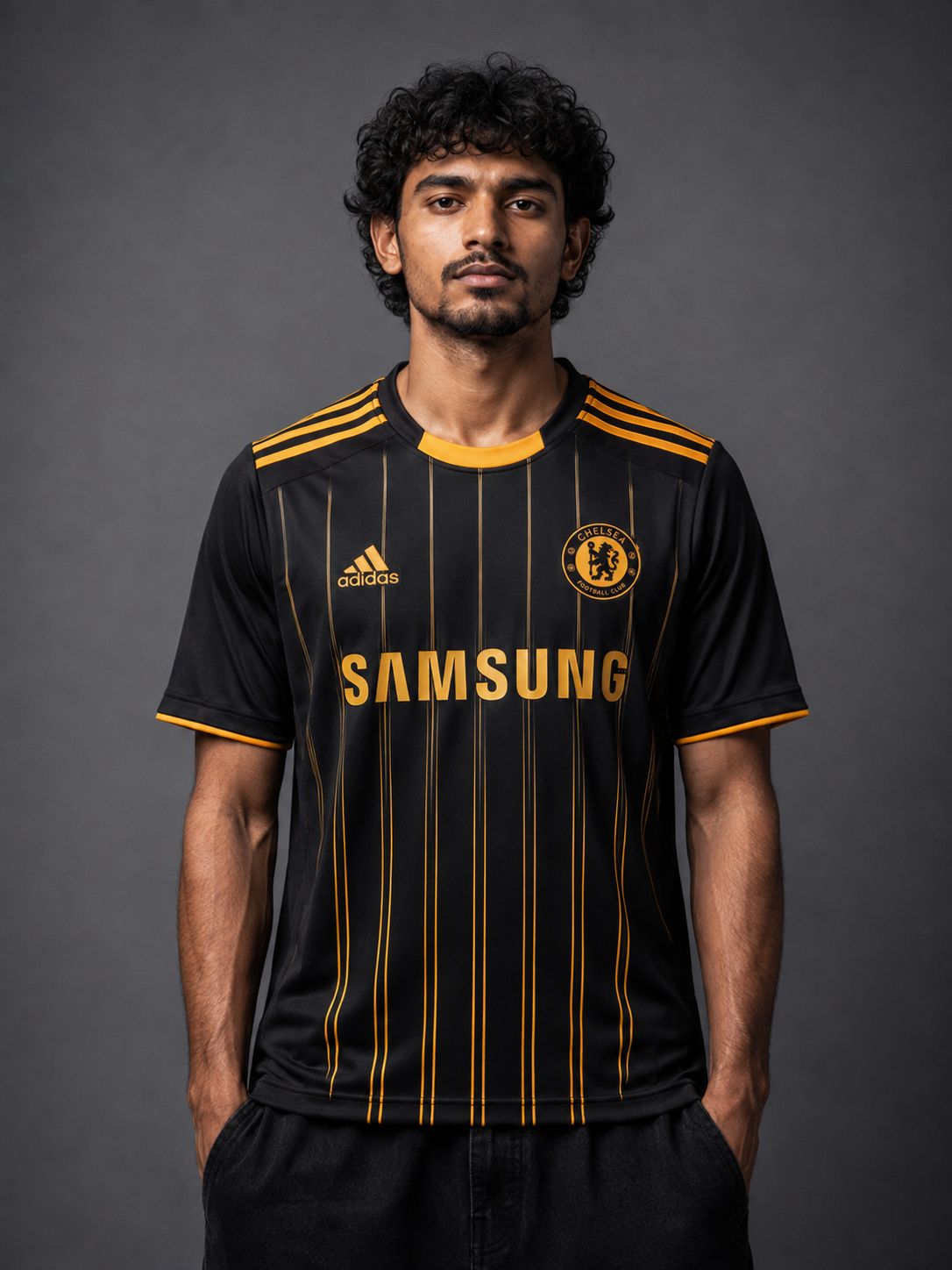 Chelsea Drogba #11 | Retro Football Jersey – Black & Gold | Sublimation | Kit Culture