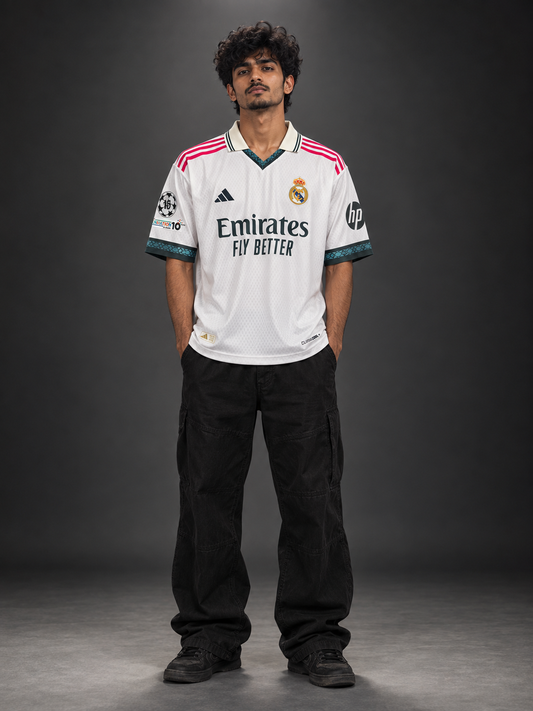 Real Madrid 2026/27 Home Jersey – Mbappe #10 White Football Jersey | Oversize Collar | Embroidery | Kit Culture