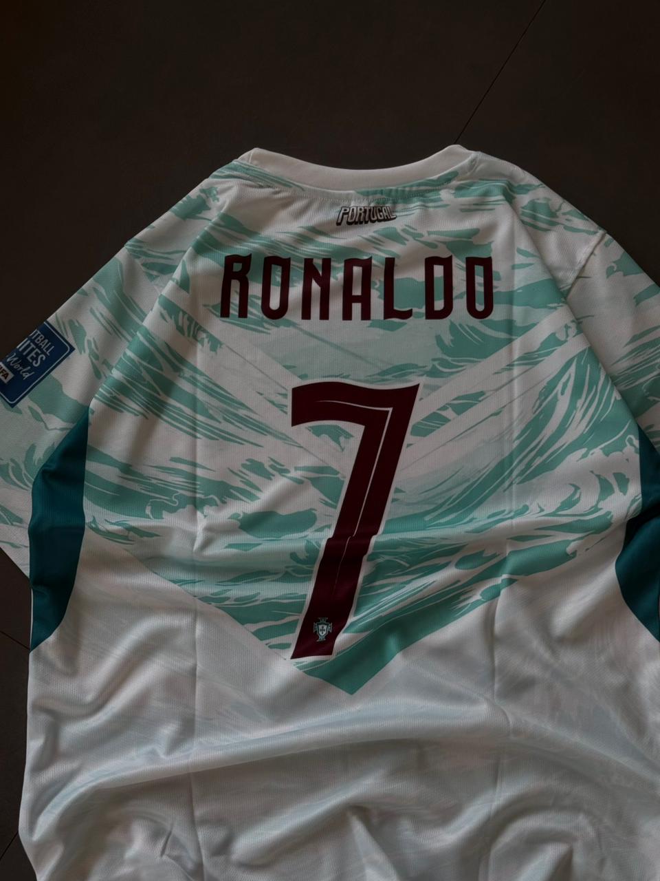 Portugal Ronaldo 7 2026 Away Jersey – White & Teal Edition | CR7 Football Shirt | Sublimation | Kit Culture
