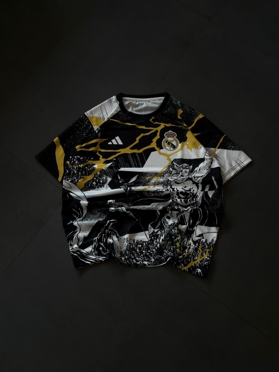 Real Madrid Black Gold Warrior Edition Jersey – Premium Graphic Football Shirt | Kit Culture