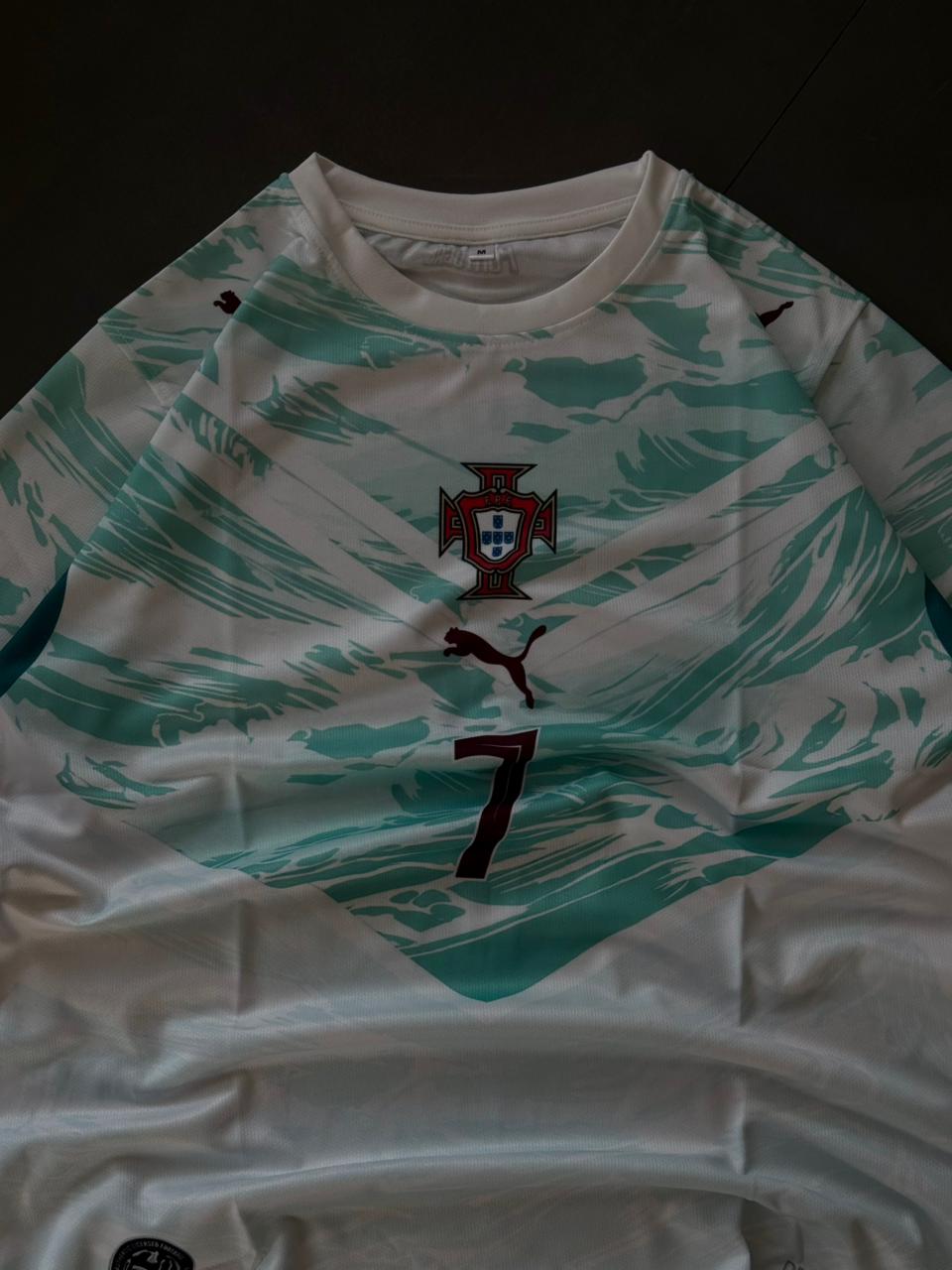 Portugal Ronaldo 7 2026 Away Jersey – White & Teal Edition | CR7 Football Shirt | Sublimation | Kit Culture
