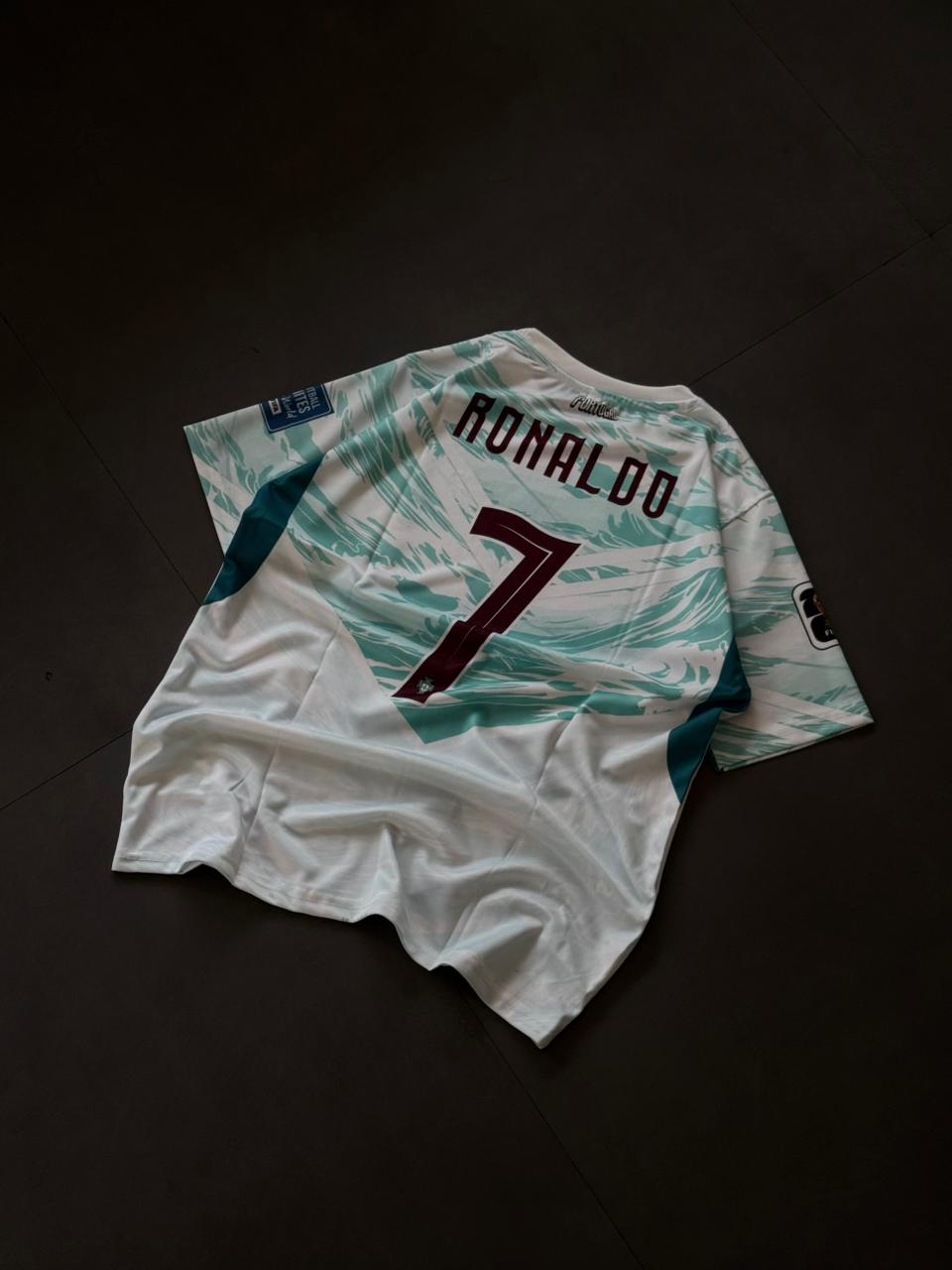 Portugal Ronaldo 7 2026 Away Jersey – White & Teal Edition | CR7 Football Shirt | Sublimation | Kit Culture