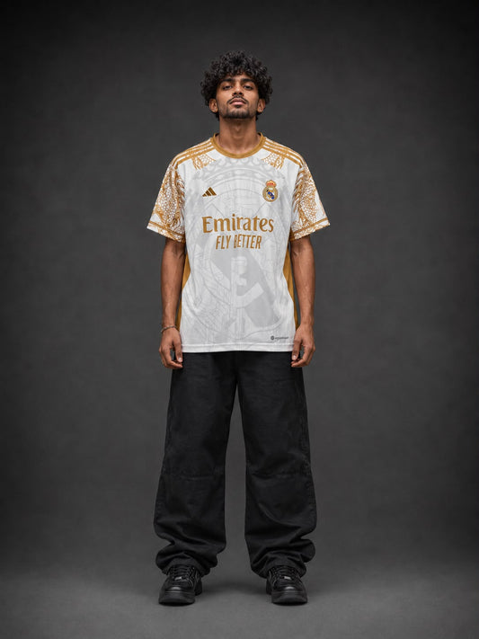Real Home Jersey Ronaldo #7 Embroidered Edition | Special Golden Football Jersey | Kit Culture