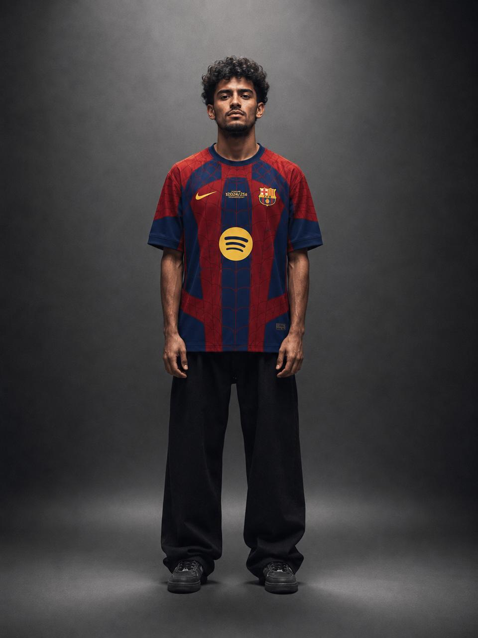 Barcelona Spider-Man Jersey - Red and Blue | BarcaXSpider | Oversize Embroidery | Kit Culture