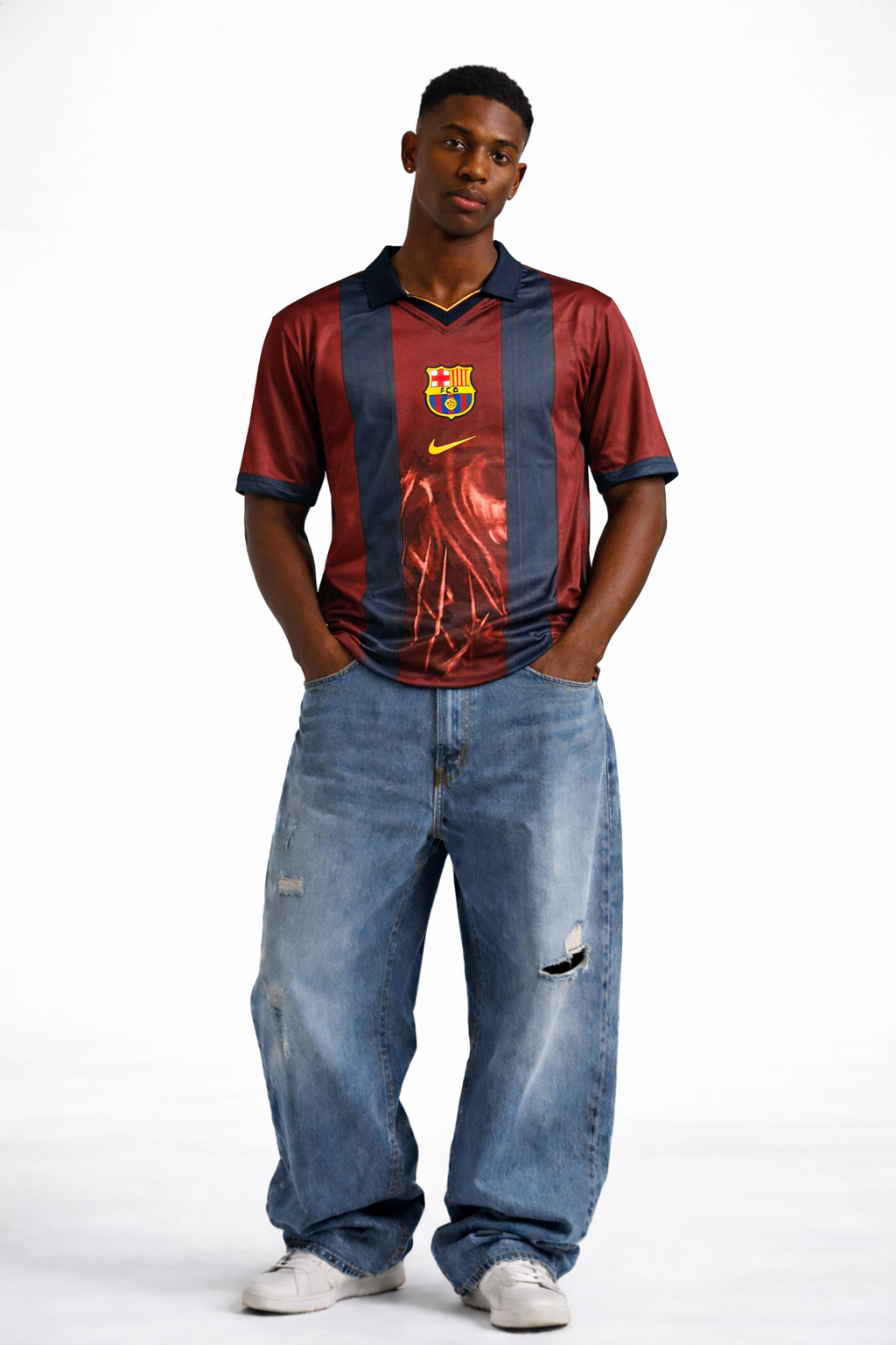 FC Barcelona Retro Jersey 2000s  – Vintage Barca Five Sleeve Jersey | Kit Culture