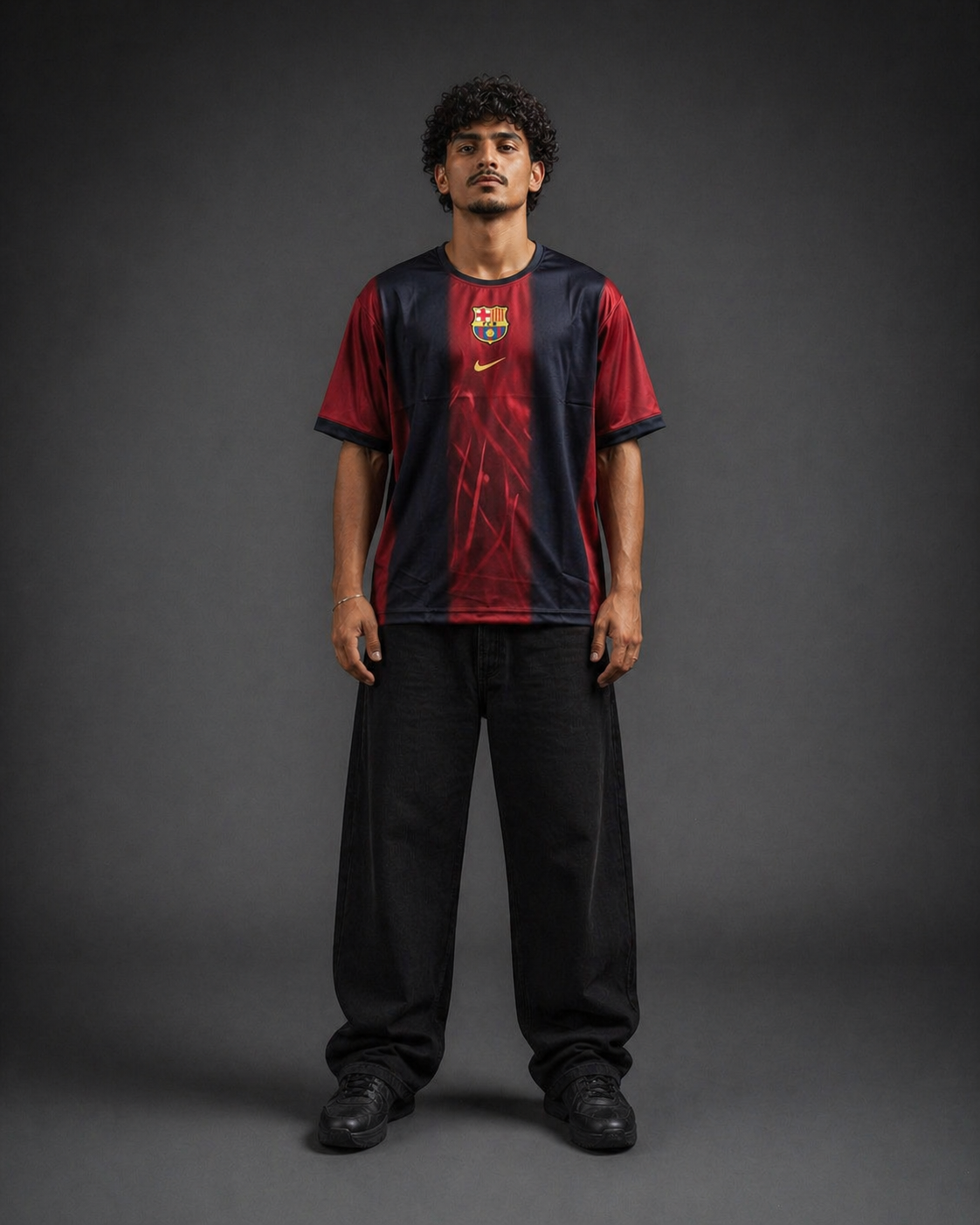 Barcelona Inspired Retro Stripe Jersey – Streetwear Oversized Football Shirt| Kit Culture