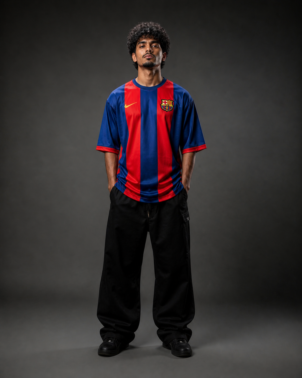 Lionel Messi Barcelona Home Jersey – Red Blue Stripes Football Shirt | Oversize | Embroidery| Kit Culture