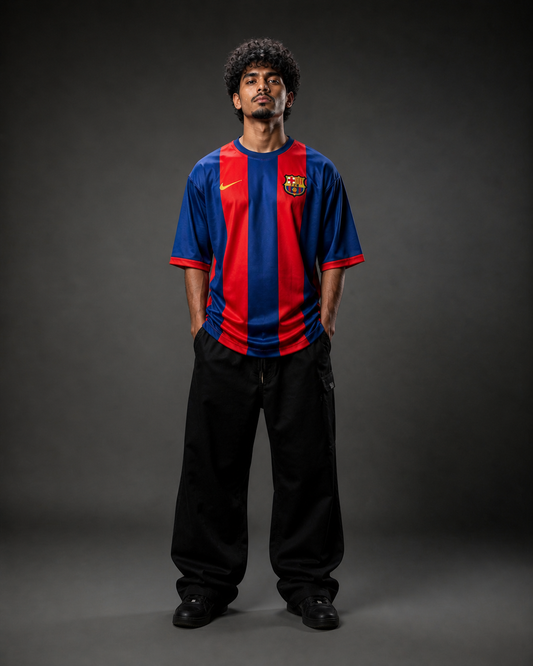 Lionel Messi Barcelona Home Jersey – Red Blue Stripes Football Shirt | Oversize | Sublimation |Kit Culture