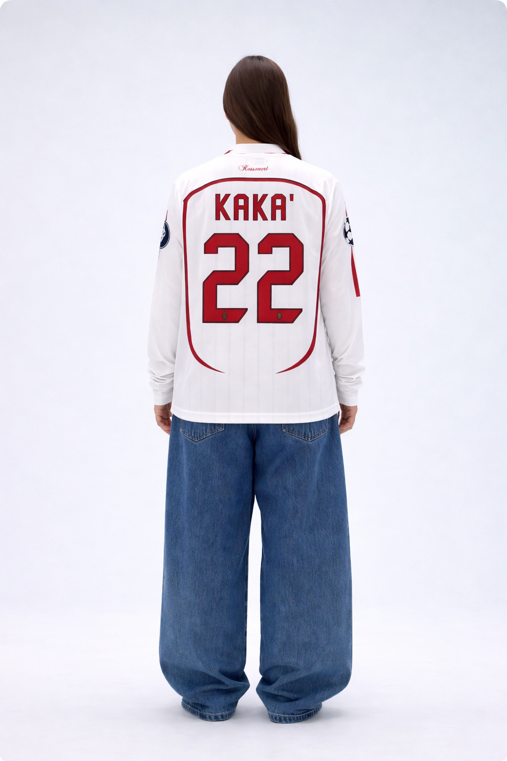 Kaka 22 AC Milan White Long Sleeve Jersey – Retro Champions League Edition