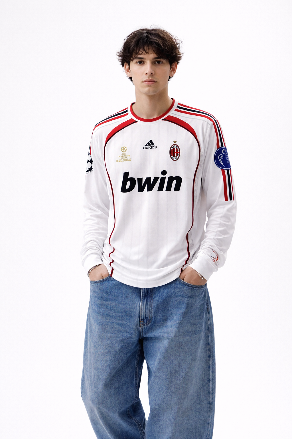 Kaka 22 AC Milan White Long Sleeve Jersey – Retro Champions League Edition