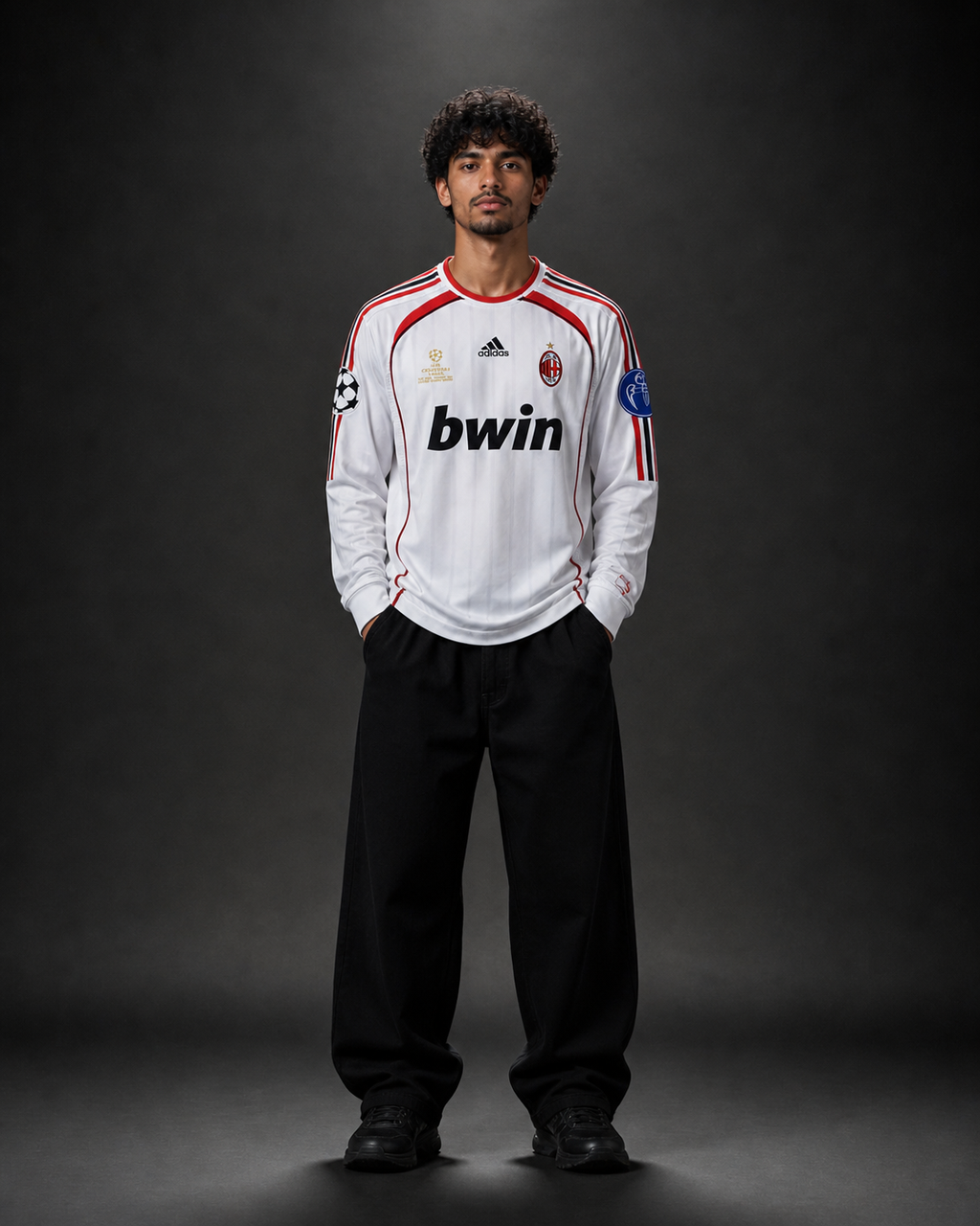 Kaka 22 AC Milan White Long Sleeve Jersey – Retro Champions League Edition
