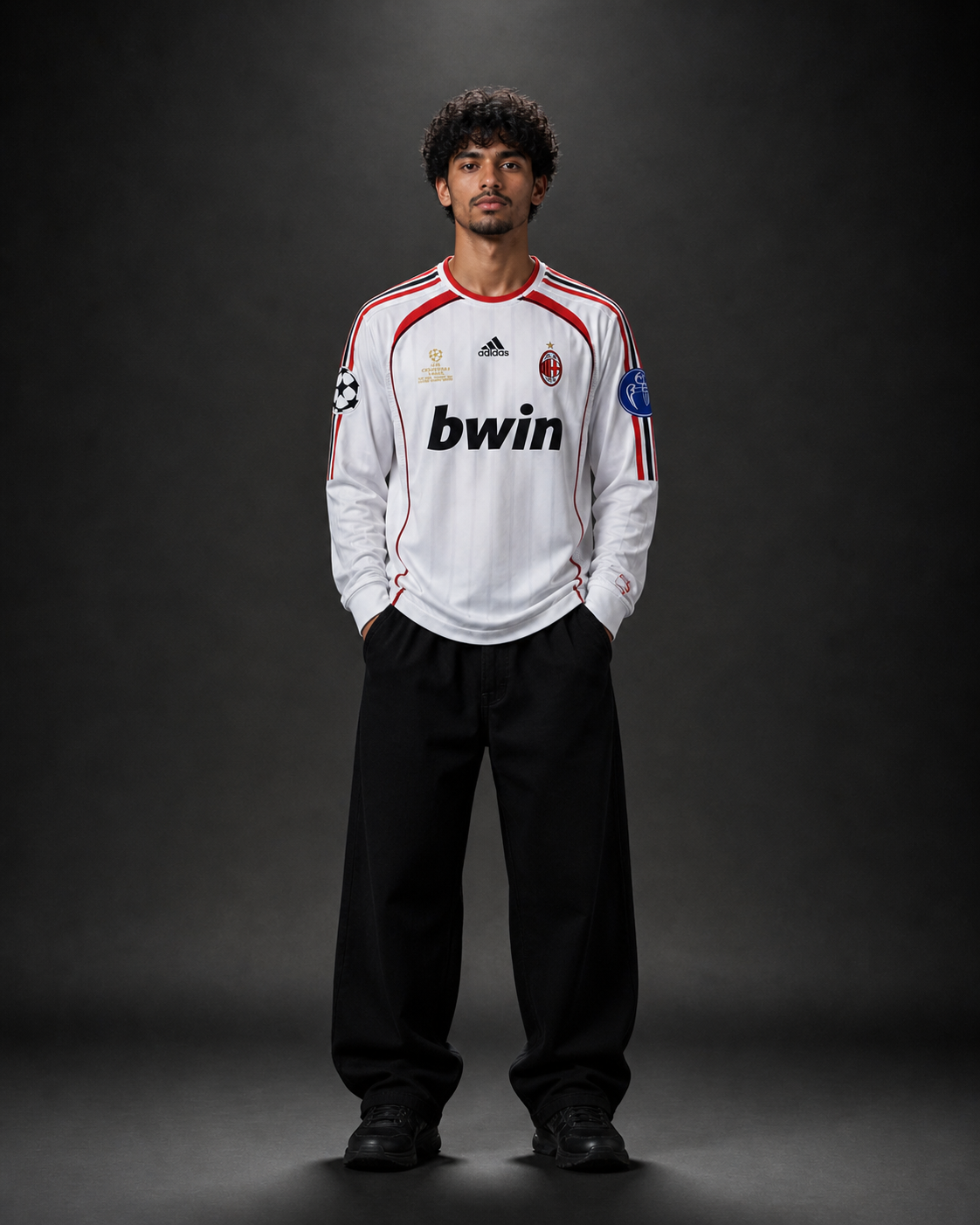 Kaka 22 AC Milan White Long Sleeve Jersey – Retro Champions League Edition