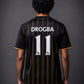 Chelsea Drogba #11 | Retro Football Jersey – Black & Gold | Sublimation | Kit Culture