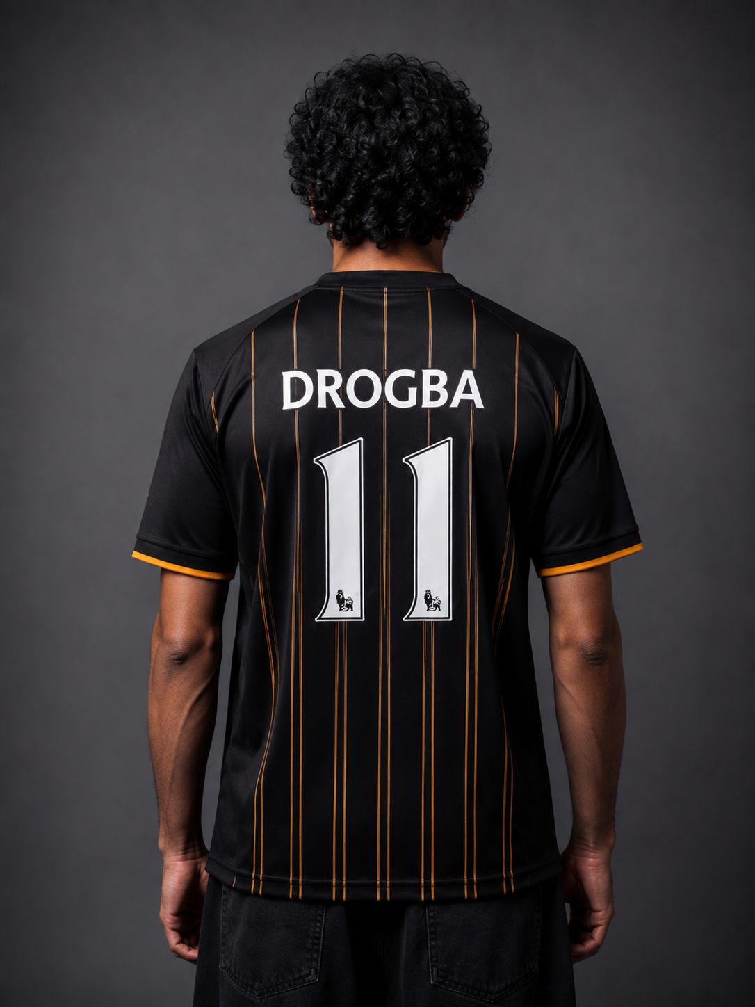 Chelsea Drogba #11 | Retro Football Jersey – Black & Gold | Sublimation | Kit Culture