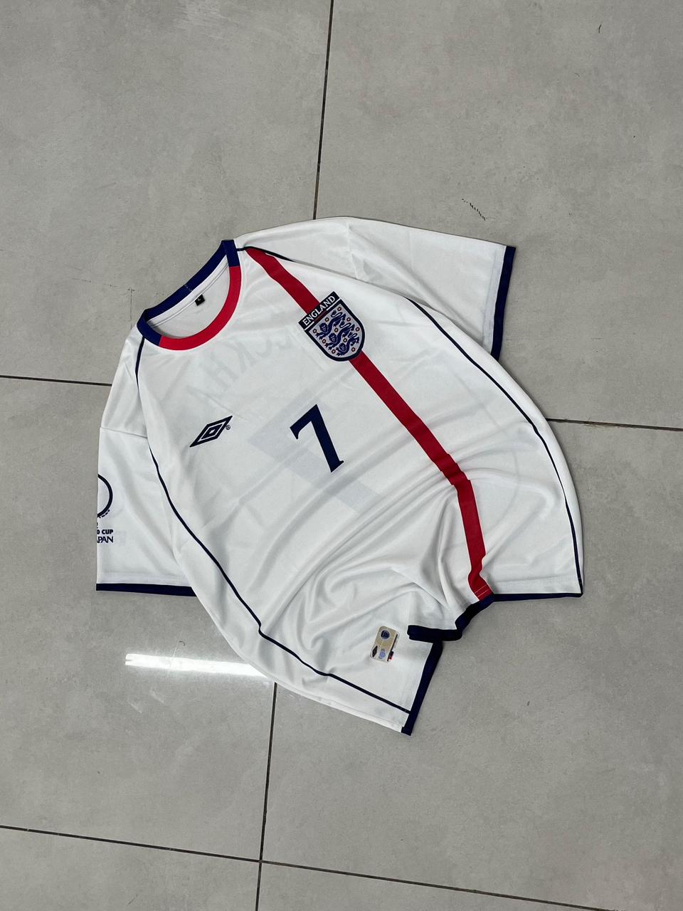 England 2002 World Cup Jersey – Beckham #7 | Embroidered | Kit Culture
