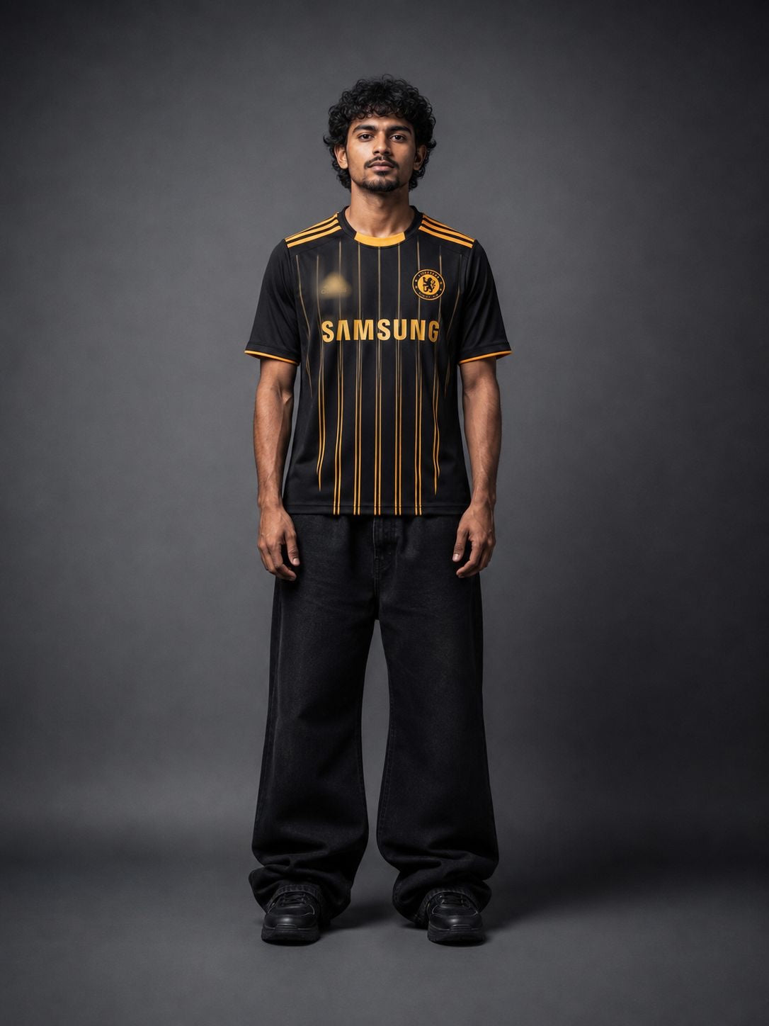 Chelsea Drogba #11 | Retro Football Jersey – Black & Gold | Sublimation | Kit Culture