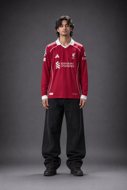 Liverpool 2023-24 Home Long Sleeve Jersey – Mohamed Salah #11 | Full Sleeve Sublimation | Kit Culture