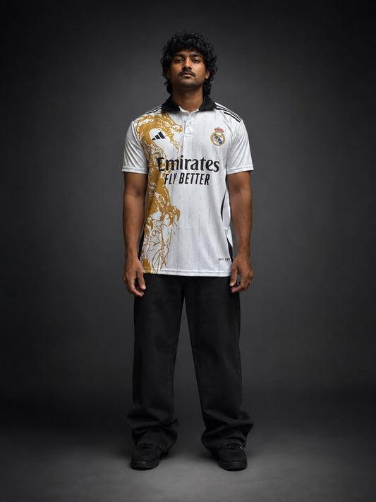 Real Madrid Gold Graphic Jersey | Special Football Jersey | Sublimation | Collar | Kit Culture