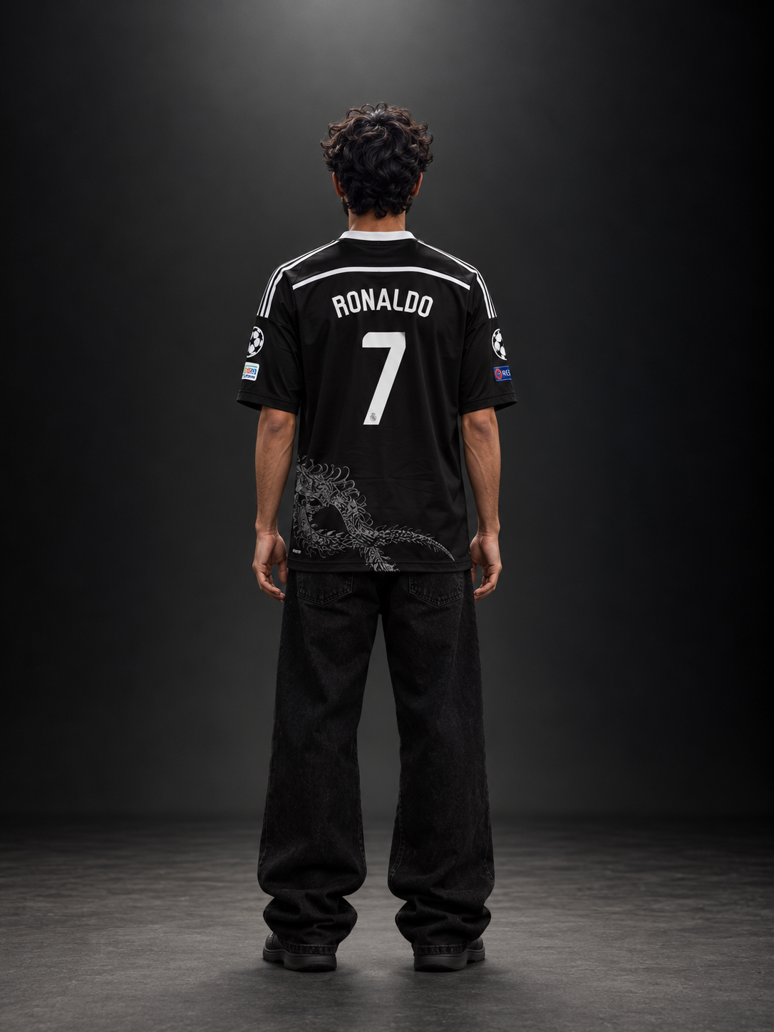 Real Madrid Cristiano Ronaldo #7 Black Dragon Graphic Home Jersey | Sublimation | Kit Culture