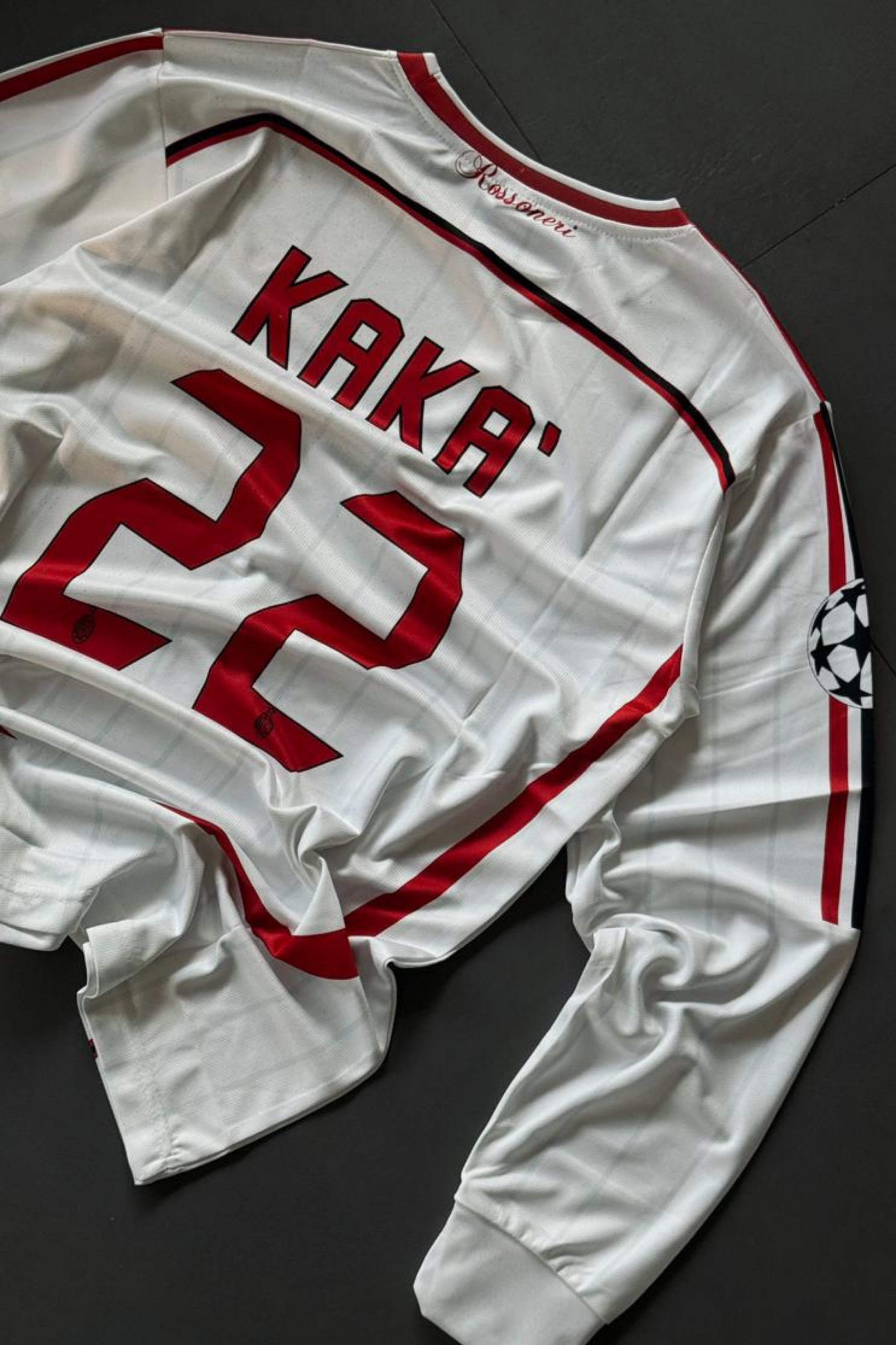 Kaka 22 AC Milan White Long Sleeve Jersey – Retro Champions League Edition