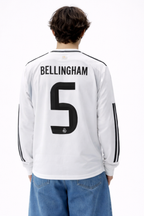 Bellingham 5 Real Madrid White Long Sleeve Jersey – Premium Sublimation Football Shirt
