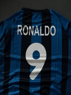 Ronaldo 9 Retro Inter Milan Jersey – Blue Black Striped Football Shirt | Kit Culture