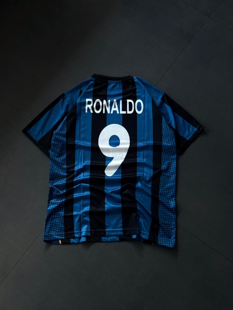 Ronaldo 9 Retro Inter Milan Jersey – Blue Black Striped Football Shirt | Kit Culture