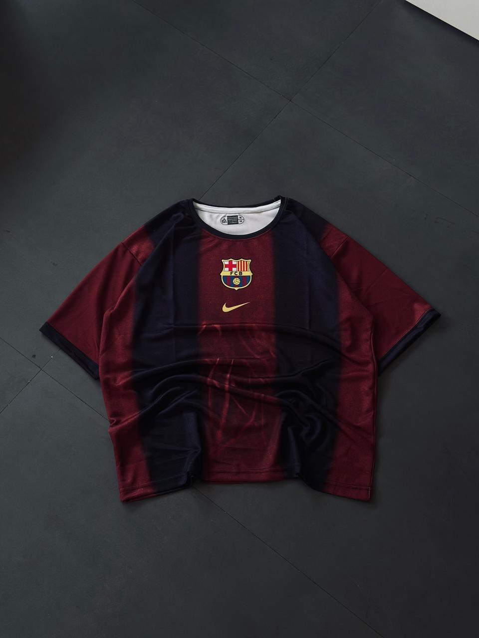 Barcelona Inspired Retro Stripe Jersey – Streetwear Oversized Football Shirt| Kit Culture