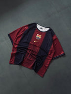 Barcelona Inspired Retro Stripe Jersey – Streetwear Oversized Football Shirt| Kit Culture