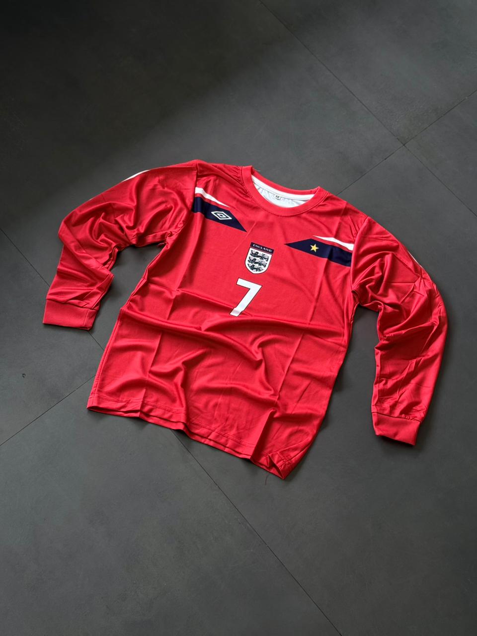 England Beckham #7 Retro Full Sleeve Football Jersey | Sublimation | Kit Culture