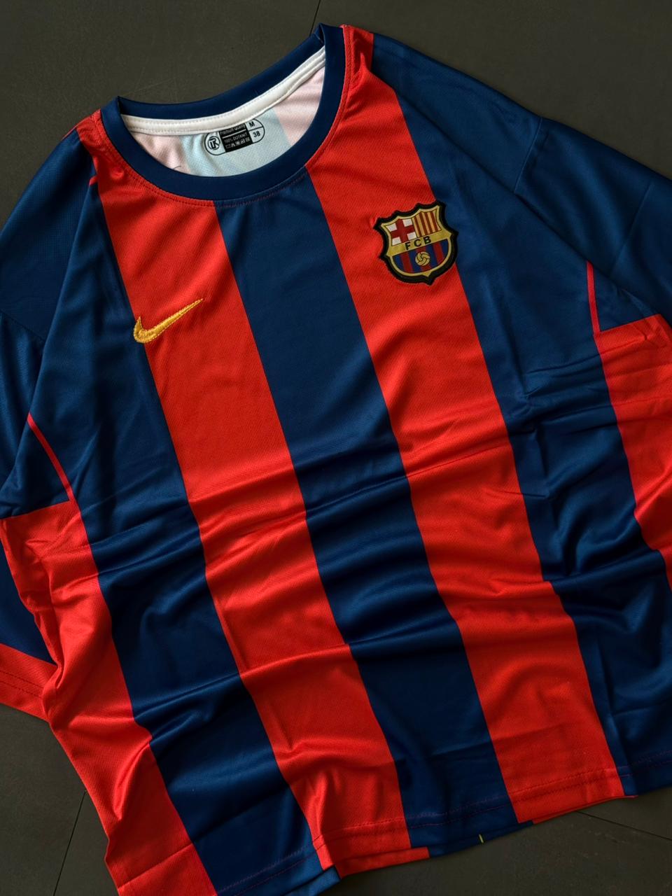 Lionel Messi Barcelona Home Jersey – Red Blue Stripes Football Shirt | Oversize | Embroidery| Kit Culture