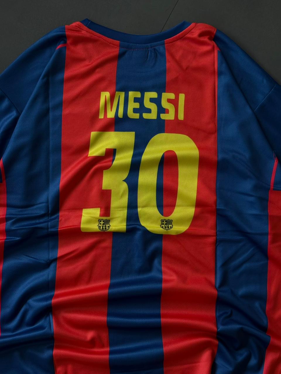 Lionel Messi Barcelona Home Jersey – Red Blue Stripes Football Shirt | Oversize | Embroidery| Kit Culture