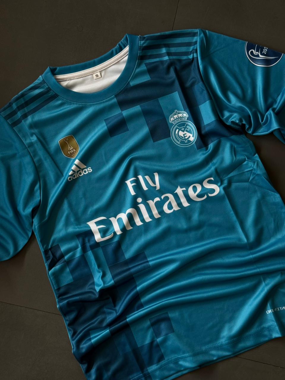 Cristiano Ronaldo 2017/18 Real Madrid Away Jersey – Sublimation Full Sleeve Blue #7 | Kit Culture