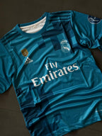 Cristiano Ronaldo 2017/18 Real Madrid Away Jersey – Sublimation Full Sleeve Blue #7 | Kit Culture