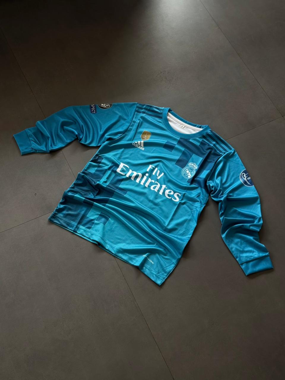 Cristiano Ronaldo 2017/18 Real Madrid Away Jersey – Sublimation Full Sleeve Blue #7 | Kit Culture