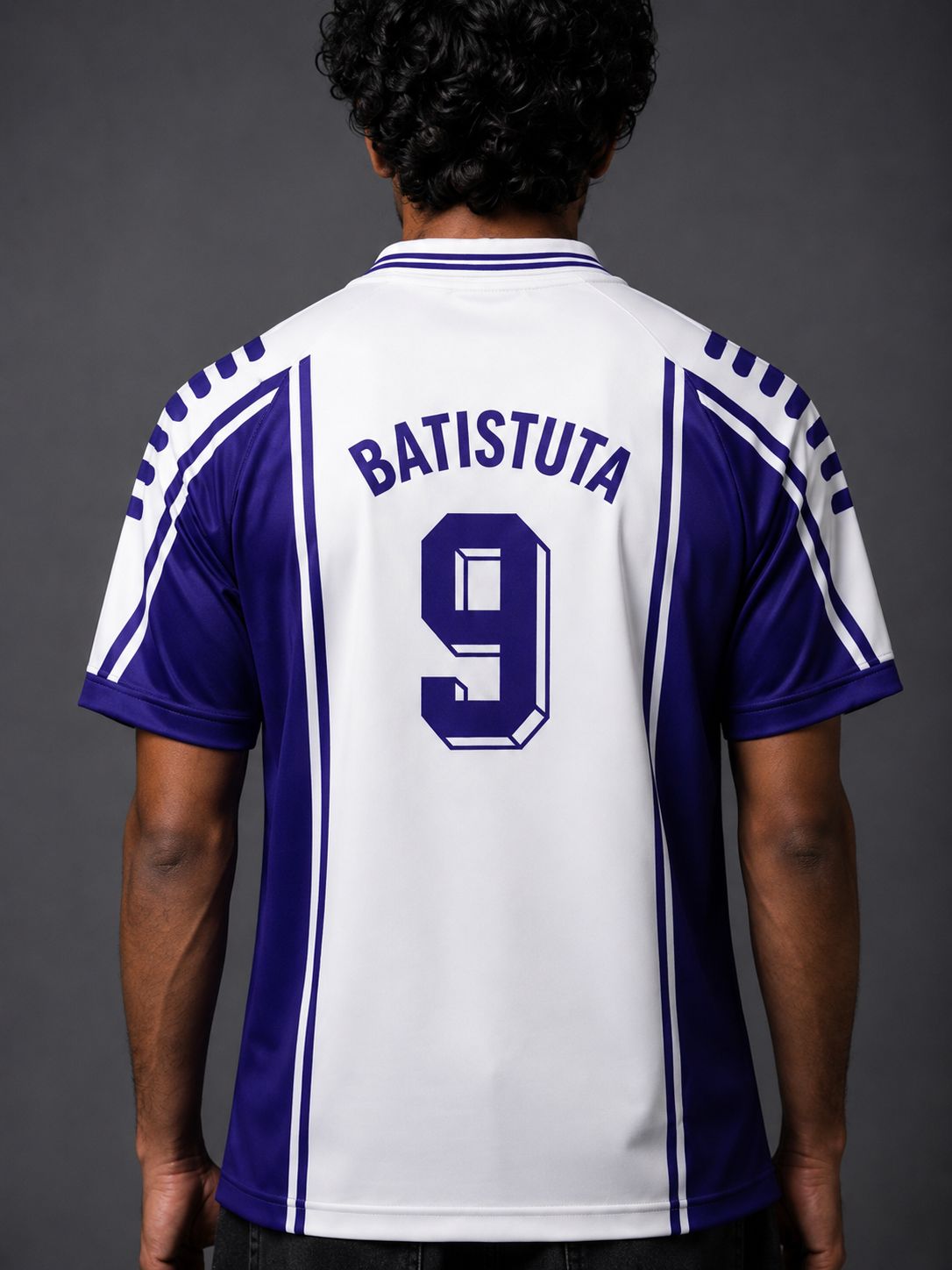 Fiorentina Batistuta #9 | Retro Football Jersey – White & Purple | Sublimation Collar | Kit Culture