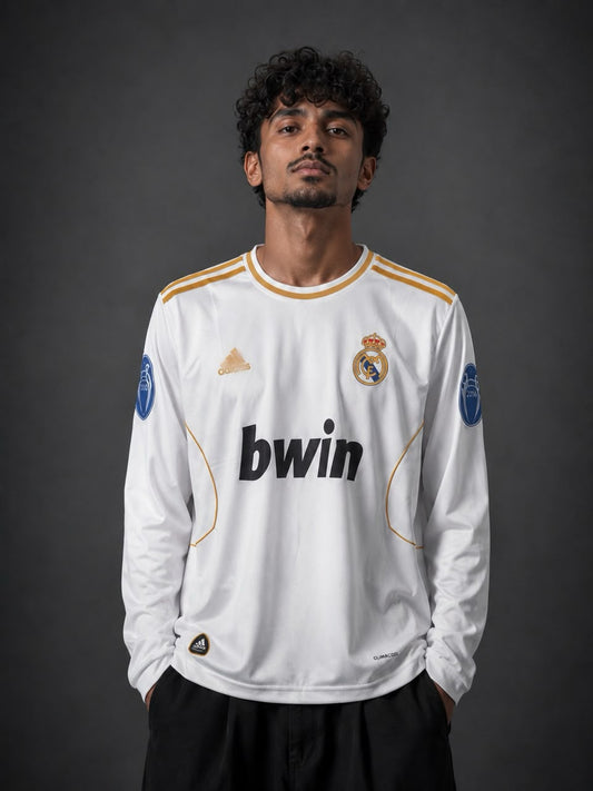 Real Madrid Ronaldo 2009–10 Jersey – White Long Sleeve #7 Football Shirt - Sublimation - Kit Culture