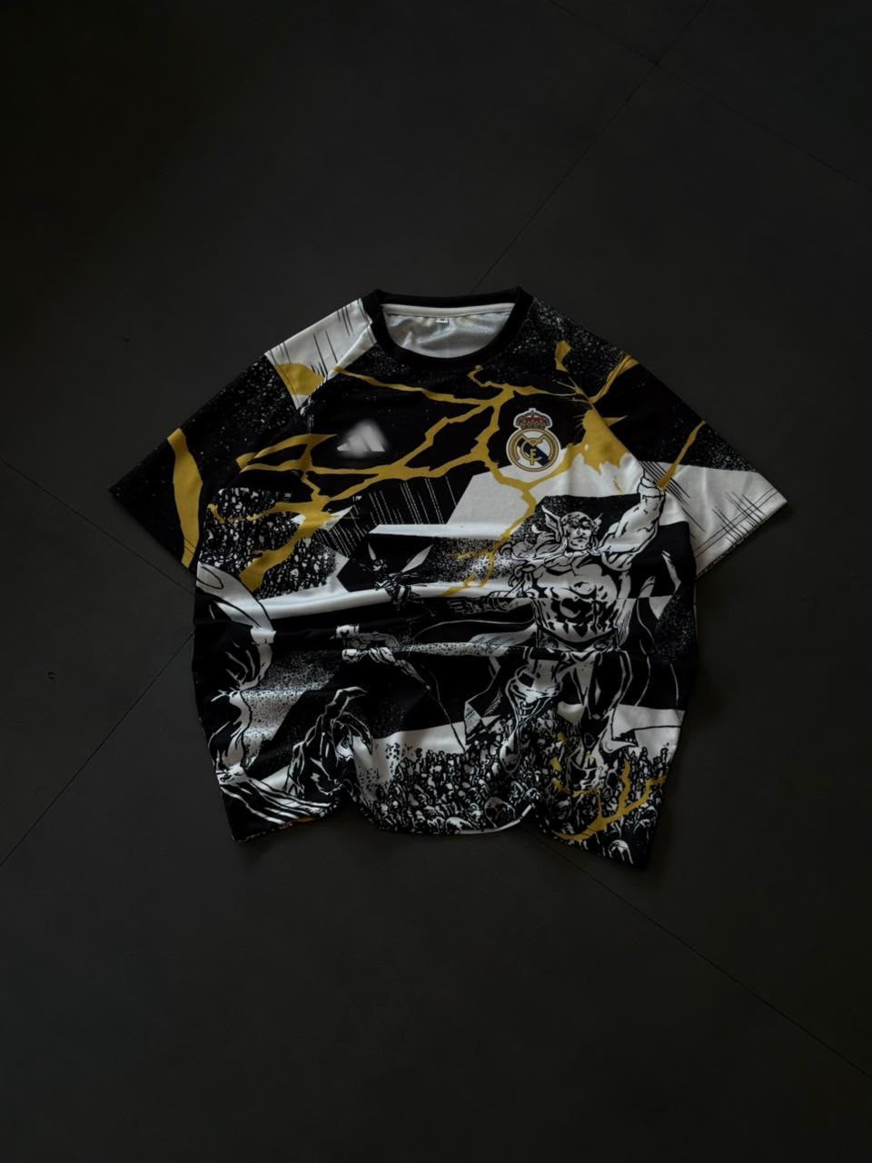 Real Madrid Black Gold Warrior Edition Jersey – Premium Graphic Football Shirt | Kit Culture