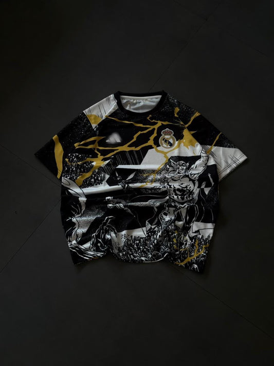 Real Madrid Black Gold Warrior Edition Jersey – Premium Graphic Football Shirt | Kit Culture