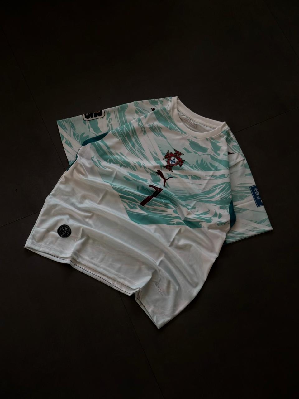 Portugal Ronaldo 7 2026 Away Jersey – White & Teal Edition | CR7 Football Shirt | Sublimation | Kit Culture