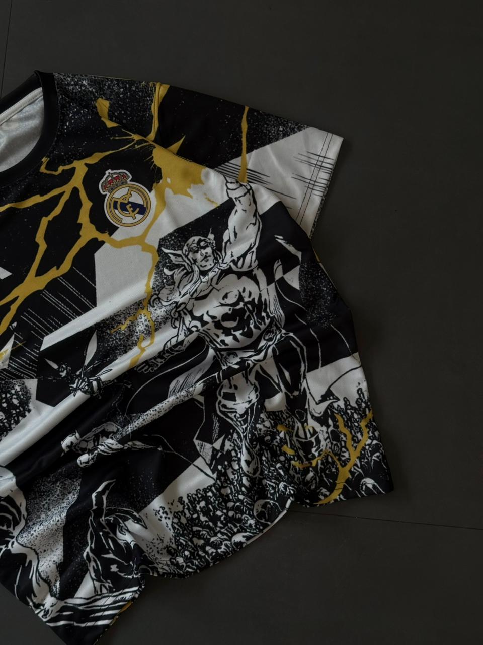 Real Madrid Black Gold Warrior Edition Jersey – Premium Graphic Football Shirt | Kit Culture