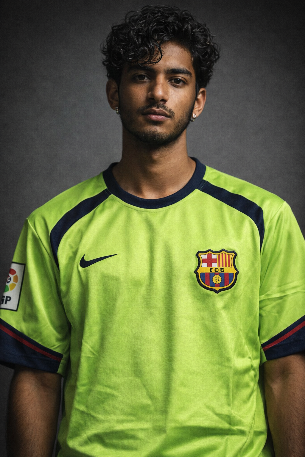 Barcelona Neon Green Away Jersey (Messi 30) – Embroidered Crest | Kit Culture