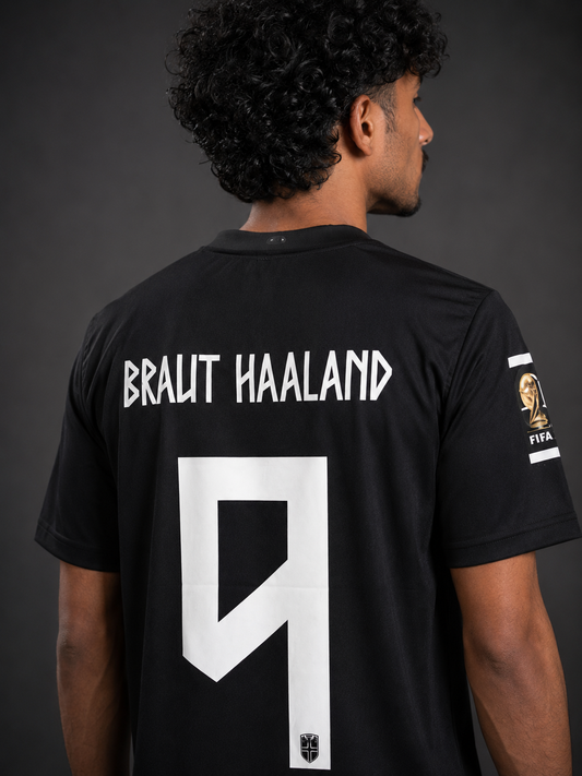 Norway Away Haaland 9 Football Jersey – Black Edition | Sublimation | Kit Culture